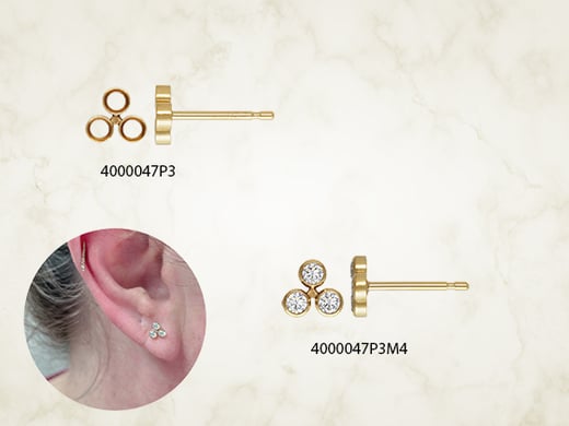 2.0mm 3 Bezel Cluster Post Earring